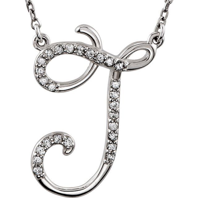 Sterling Silver 1/8 CTW Natural Diamond Initial J 16" Necklace