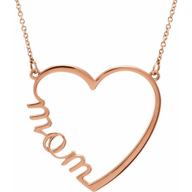 14K Rose "Mom" Heart 17" Necklace 1