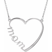 14K White "Mom" Heart 17" Necklace 1