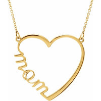 14K Yellow "Mom" Heart 17" Necklace 1