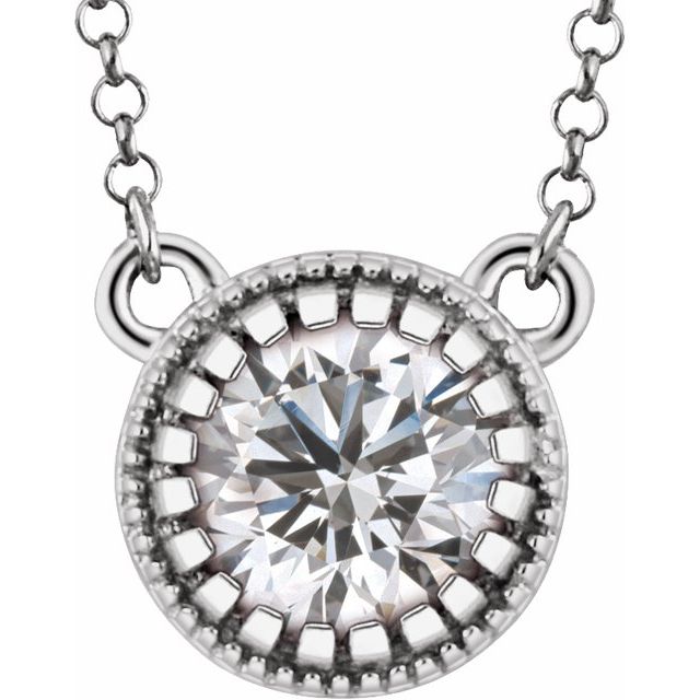 14K White Sapphire "April" 18" Birthstone Necklace 1