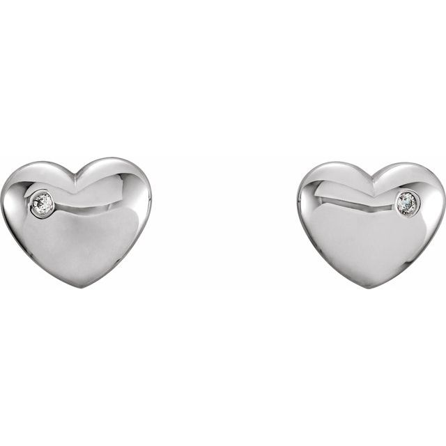Platinum .02 CTW Diamond Heart Earrings 2