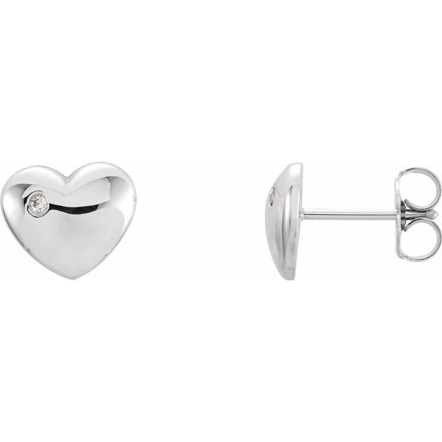 Platinum .02 CTW Diamond Heart Earrings 1