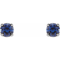 Sterling Silver 3 mm Round Imitation Blue Sapphire Youth Birthstone Earrings 2