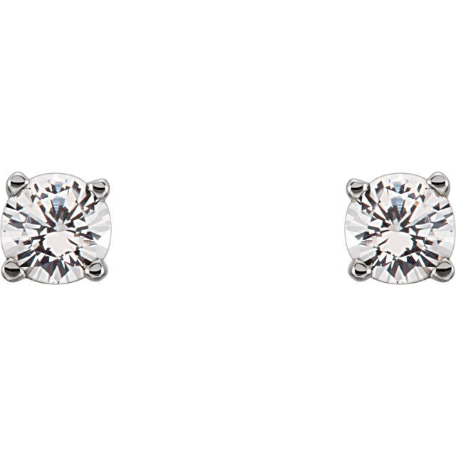 Sterling Silver 3 mm Round Imitation Diamond Youth Birthstone Earrings 2