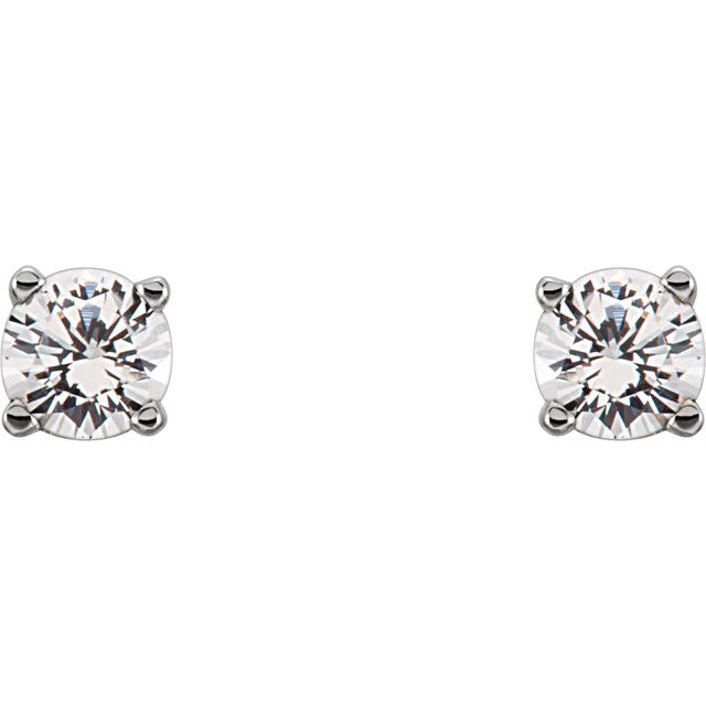 Sterling Silver 3 mm Round Imitation Diamond Youth Birthstone Earrings 2