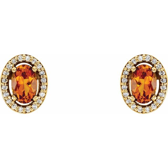 14K Yellow Citrine & 1/10 CTW Diamond Earrings 2