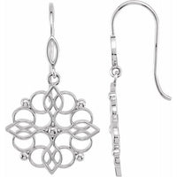 Sterling Silver 35x19 mm Floral-Inspired Earring 3