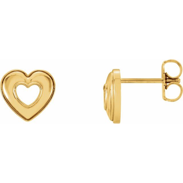 14K Yellow Heart Earrings 3