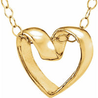 14K Yellow Ribbon Heart 15" Necklace 1