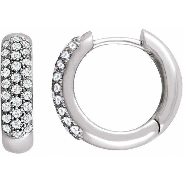 14K White 1/2 CTW Diamond Pav?? Hoop Earrings 1