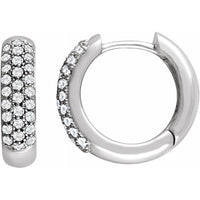 14K White 1/2 CTW Diamond Pav?? Hoop Earrings 1