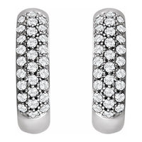 14K White 1/2 CTW Diamond Pav?? Hoop Earrings 2