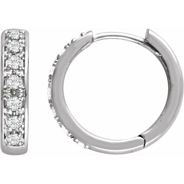 14K White 1/3 CTW Diamond Hoop Earrings 1