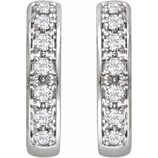 14K White 1/3 CTW Diamond Hoop Earrings 2