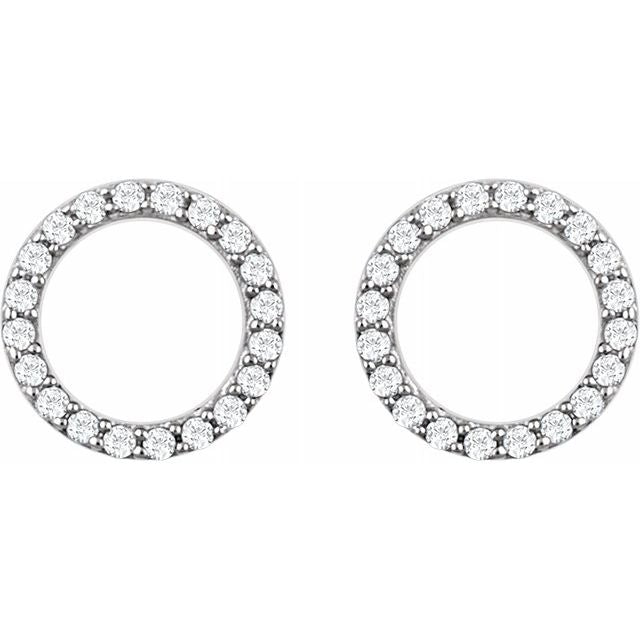 14K White 1/5 CTW Diamond Circle Earrings 2