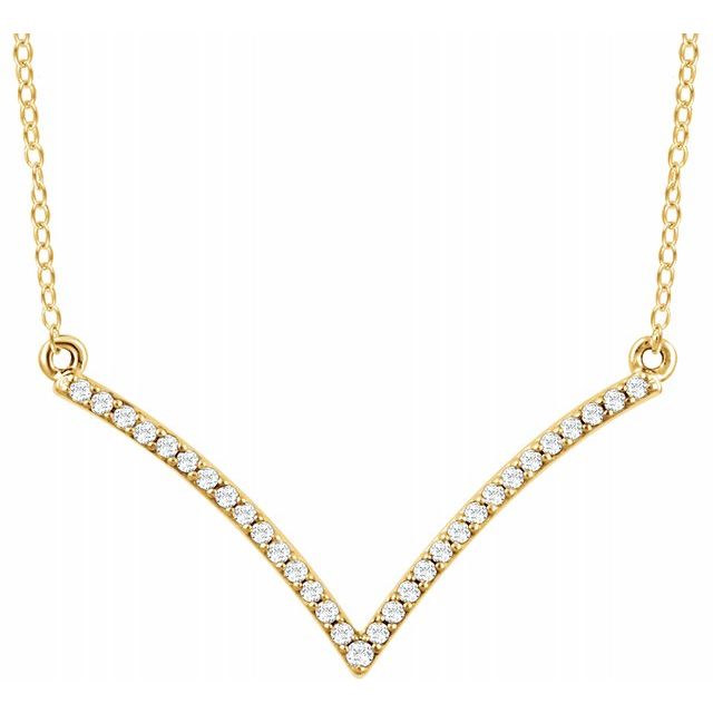 14K Yellow 1/6 CTW Diamond "V" 18" Necklace 1
