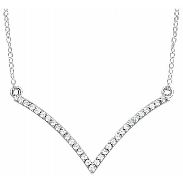 14K White 1/6 CTW Diamond "V" 18" Necklace 1