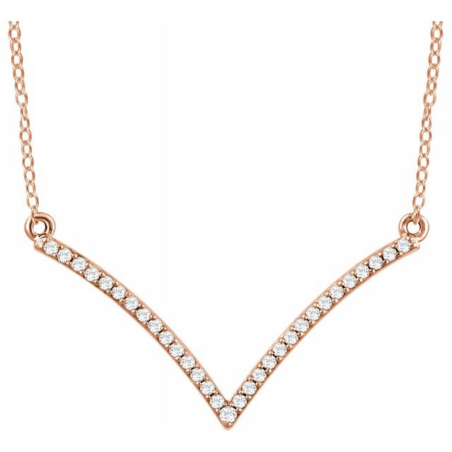 14K Rose 1/6 CTW Diamond "V" 18" Necklace 1
