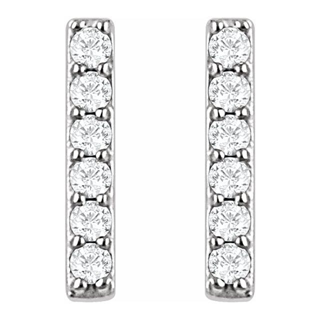 14K White 1/10 CTW Diamond Bar Earrings 2