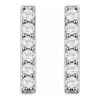 14K White 1/10 CTW Diamond Bar Earrings 2
