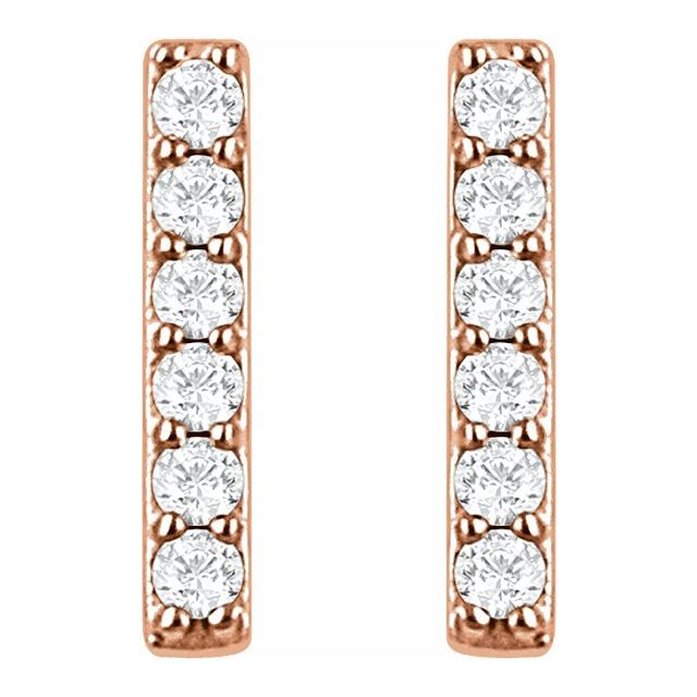 14K Rose 1/10 CTW Diamond Bar Earrings 2
