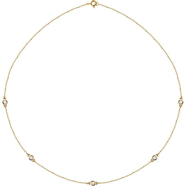 14K Yellow 1/2 CTW Diamond 5-Station 18" Necklace 1