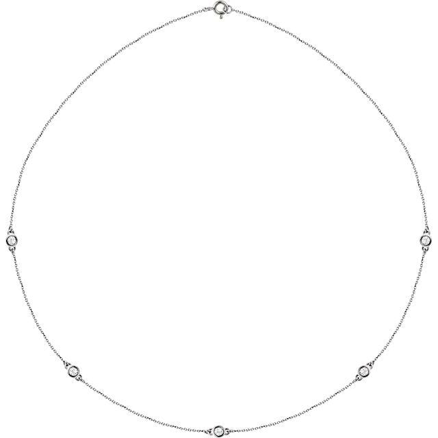 14K White 1/2 CTW Diamond 5-Station 18" Necklace 1
