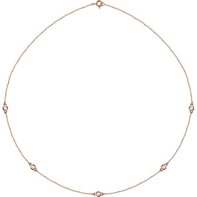 14K Rose 1/2 CTW Diamond 5-Station 18" Necklace 1