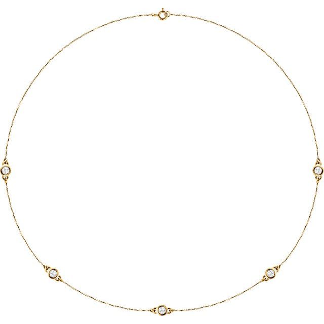 14K Yellow 3/4 CTW Diamond 5-Station 18" Necklace 1