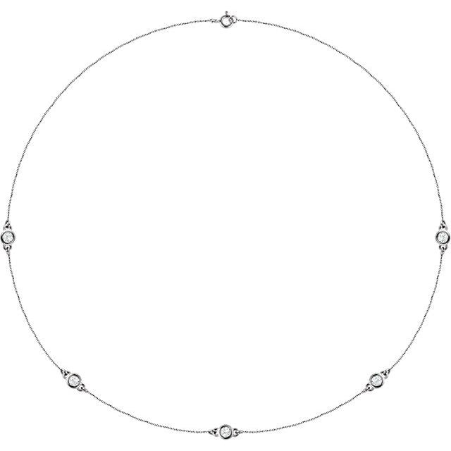 14K White 3/4 CTW Diamond 5-Station 18" Necklace 1