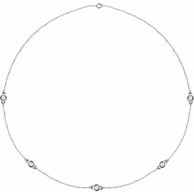 14K White 1 CTW Diamond 5-Station 18" Necklace 1