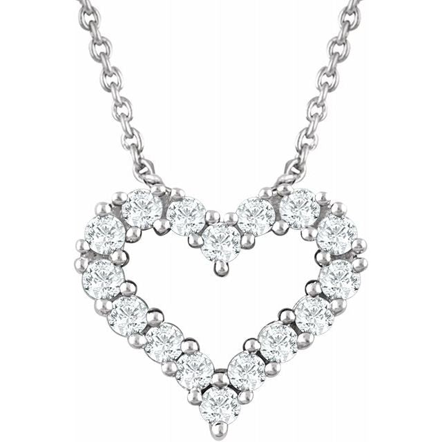 14K White 1/4 CTW Diamond Heart 18" Necklace 1