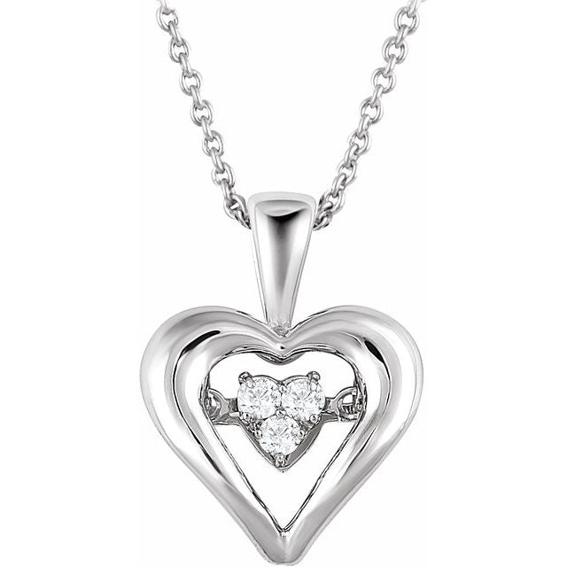 Sterling Silver 1/10 CTW Diamond Heart Mystara® 18" Necklace - TreasureFineJeweler