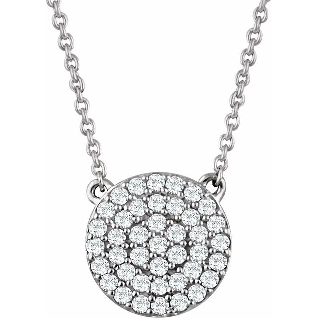 14K White 1/3 CTW Diamond Cluster 16-18" Necklace 1