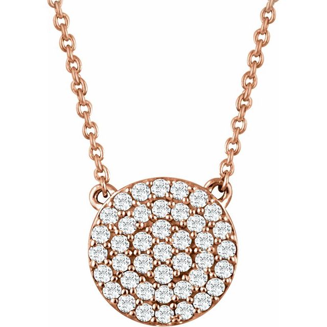 14K Rose 1/3 CTW Diamond Cluster 16-18" Necklace 1