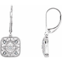Sterling Silver 1/10 Diamond Accented Lever Back Earrings 1