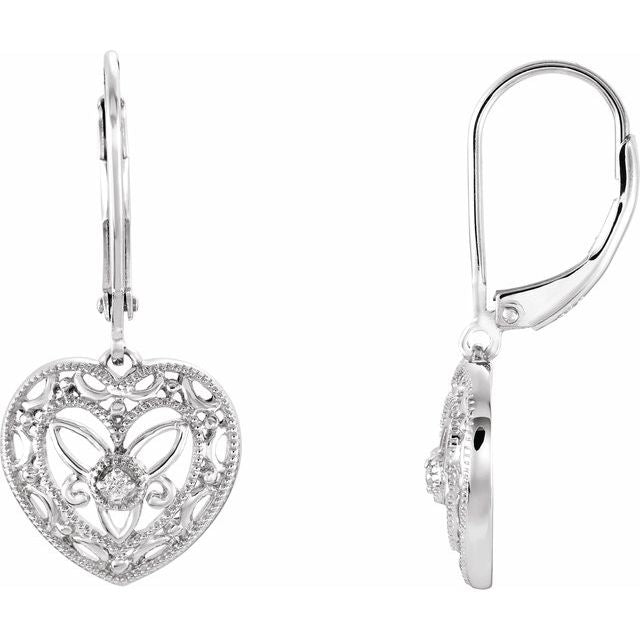 Sterling Silver .02 CTW Diamond Lever Back Earrings 1