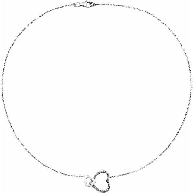 Sterling Silver .03 CTW Diamond Interlocking Heart 18" Necklace 2