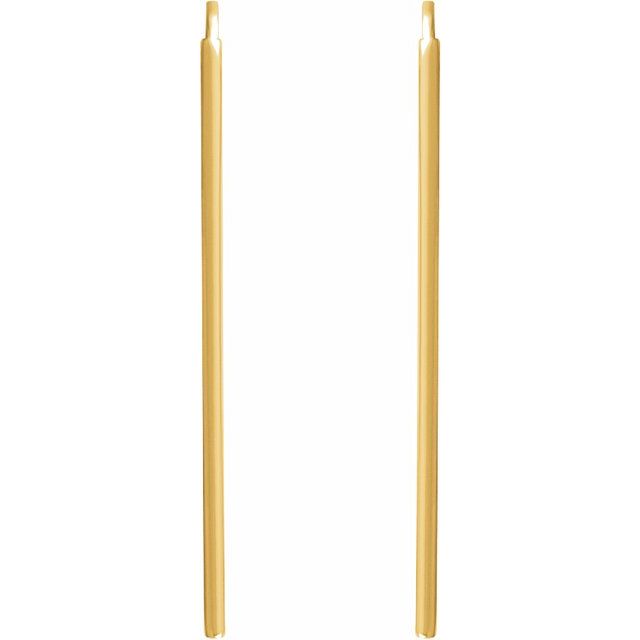 14K Yellow Vertical Bar Earrings 2