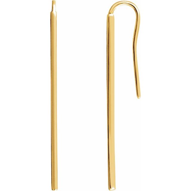 14K Yellow Vertical Bar Earrings 1