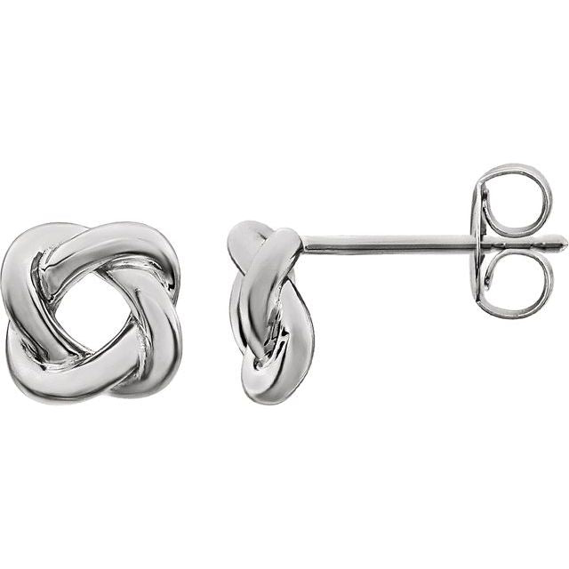 14K White 7x7 mm Knot Earrings 3