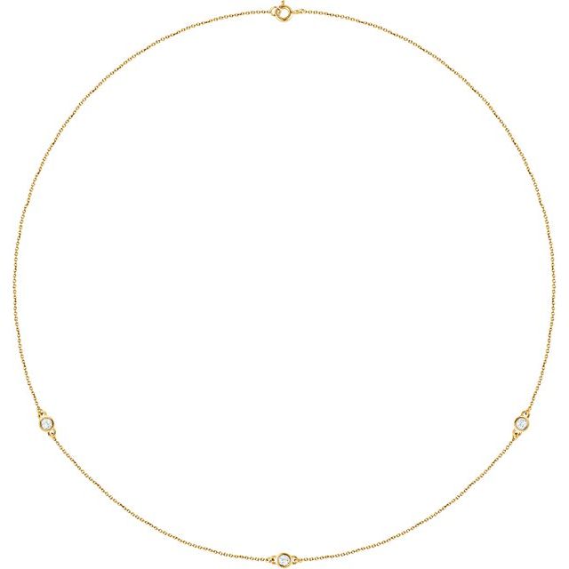 14K Yellow 1/4 CTW Diamond 3-Station 18" Necklace 1