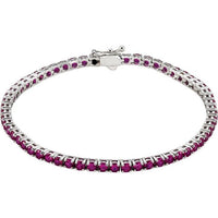 14K White Lab-Grown Ruby Line 7.25" Bracelet 1