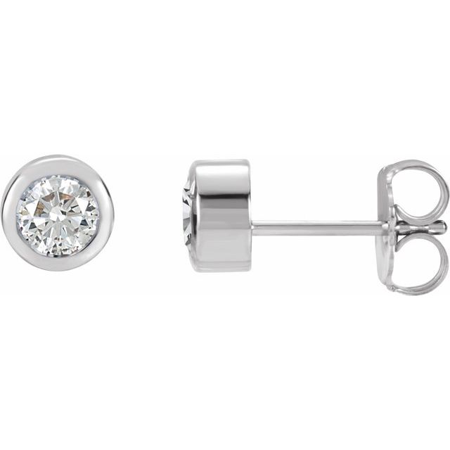 14K White 4 mm Round Genuine White Sapphire Birthstone Earrings 1
