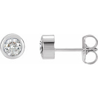14K White 4 mm Round Genuine White Sapphire Birthstone Earrings 1