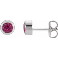 Sterling Silver 4 mm Round Imitation Pink Tourmaline Birthstone Earrings 1