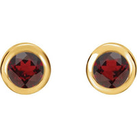 14K Yellow 4 mm Round Genuine Mozambique Garnet Birthstone Earrings 2