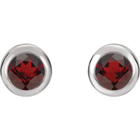Sterling Silver 4 mm Round Imitation Mozambique Garnet Birthstone Earrings 2