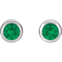 Sterling Silver 4 mm Round Imitation Emerald Birthstone Earrings 2